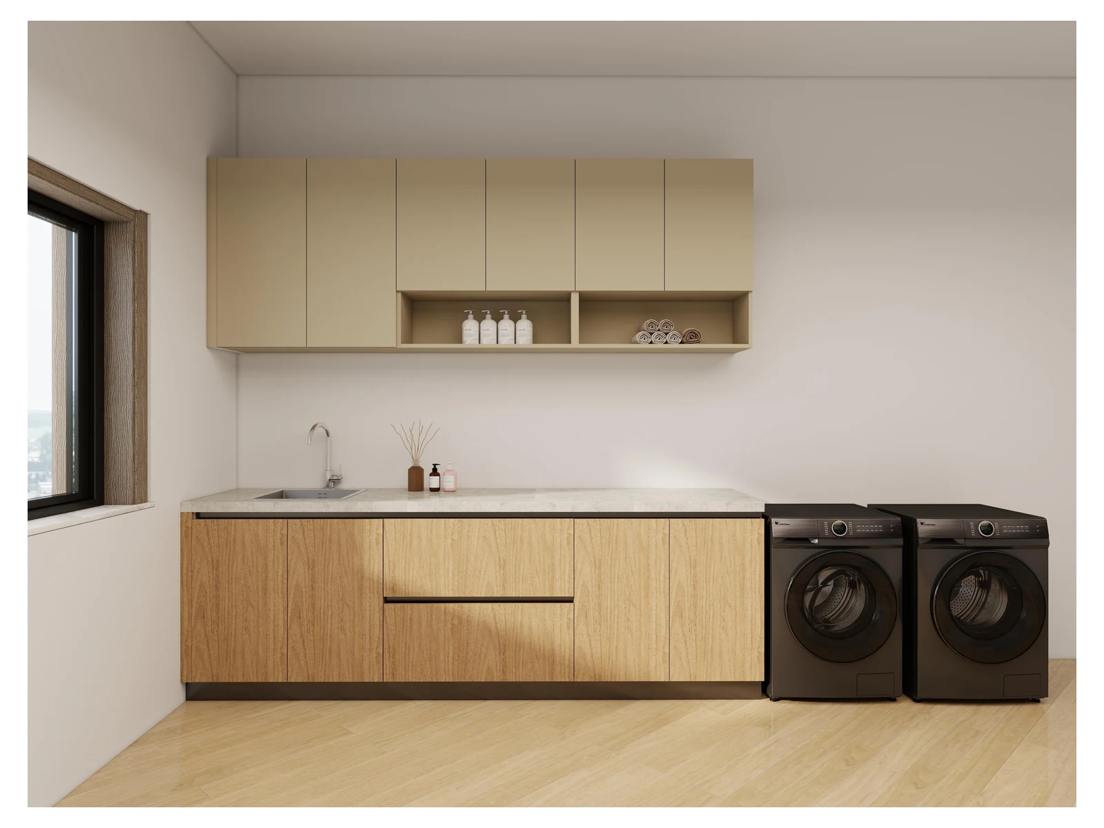 Laundry 3D design rendering from the Miami project cabinetry design document